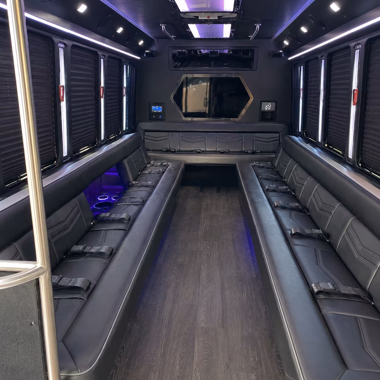 laguna niguel 18 passenger party bus interior