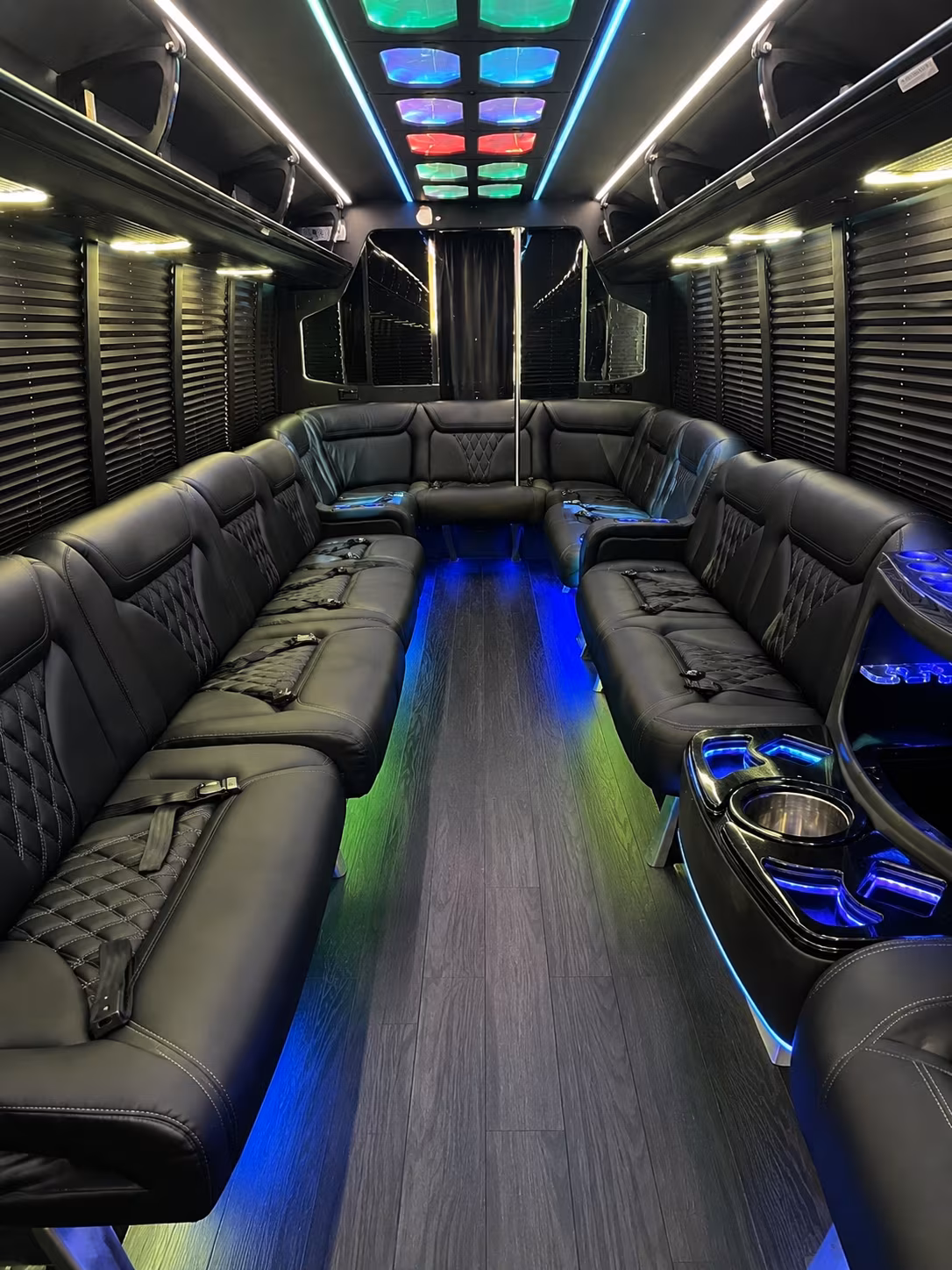 laguna niguel 20 passenger party bus interior